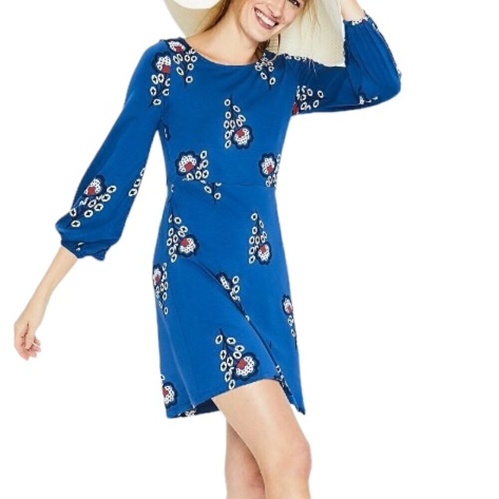 Boden Lucie Blue Floral Jersey Tunic Dress 8L